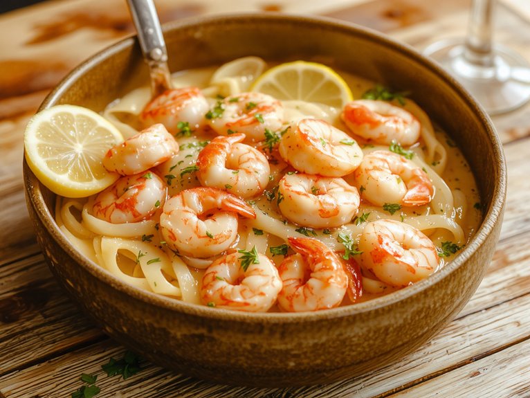 creamy garlic shrimp pasta
