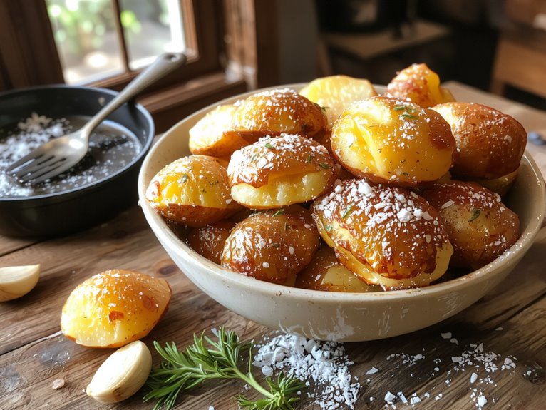 crispy smashed garlic potatoes