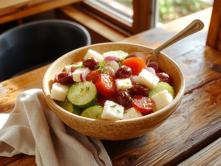 greek salad with fresh ingredients