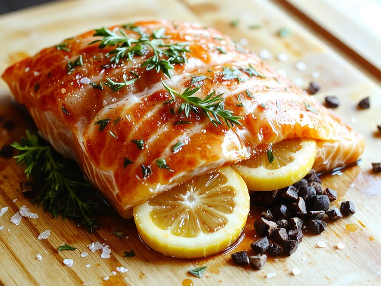 herb infused flaky salmon