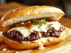 juicy cheesy beef sandwich