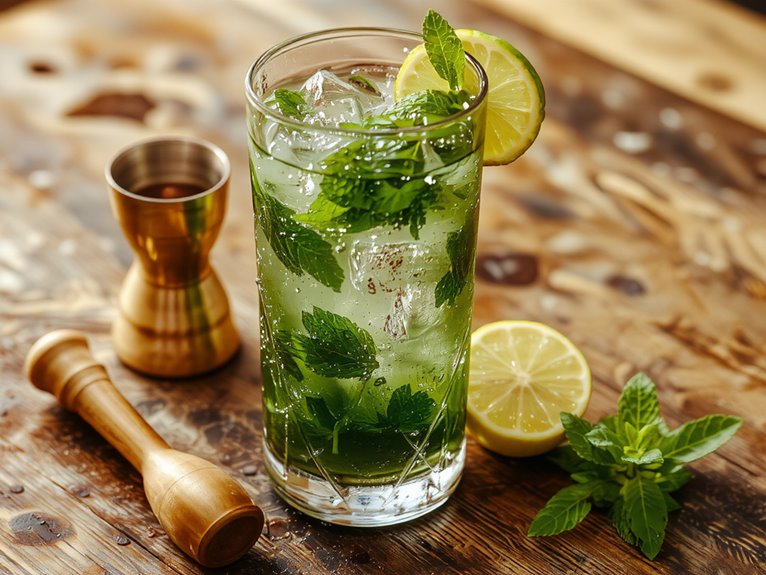 refreshing mint rum cocktail