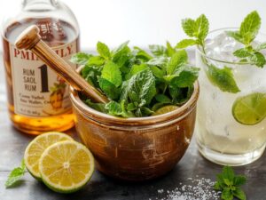refreshing minty lime cocktail
